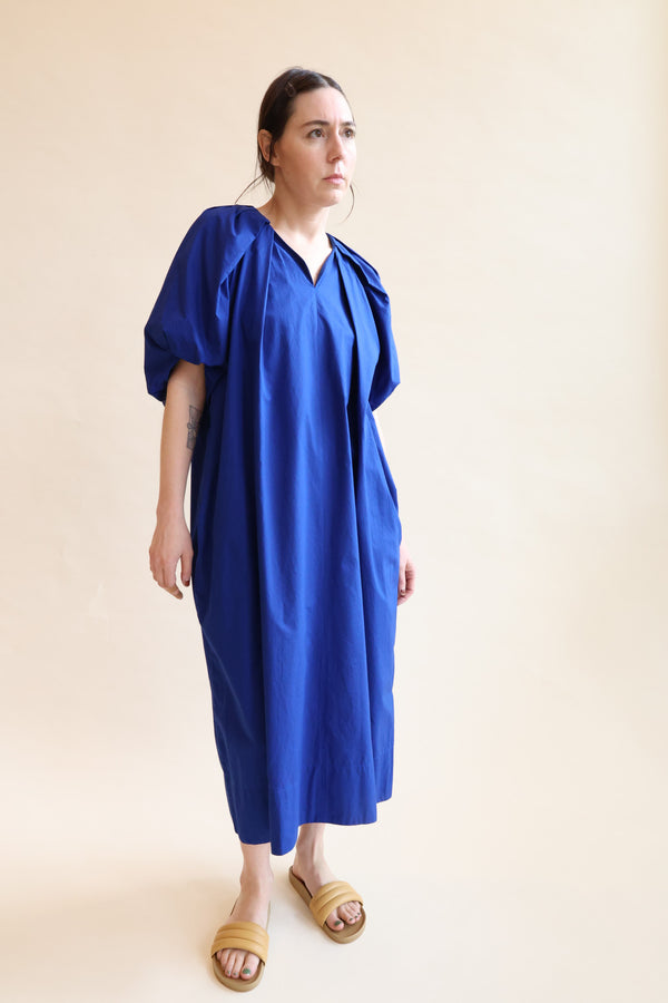 Tucked Cocoon Dress Blue