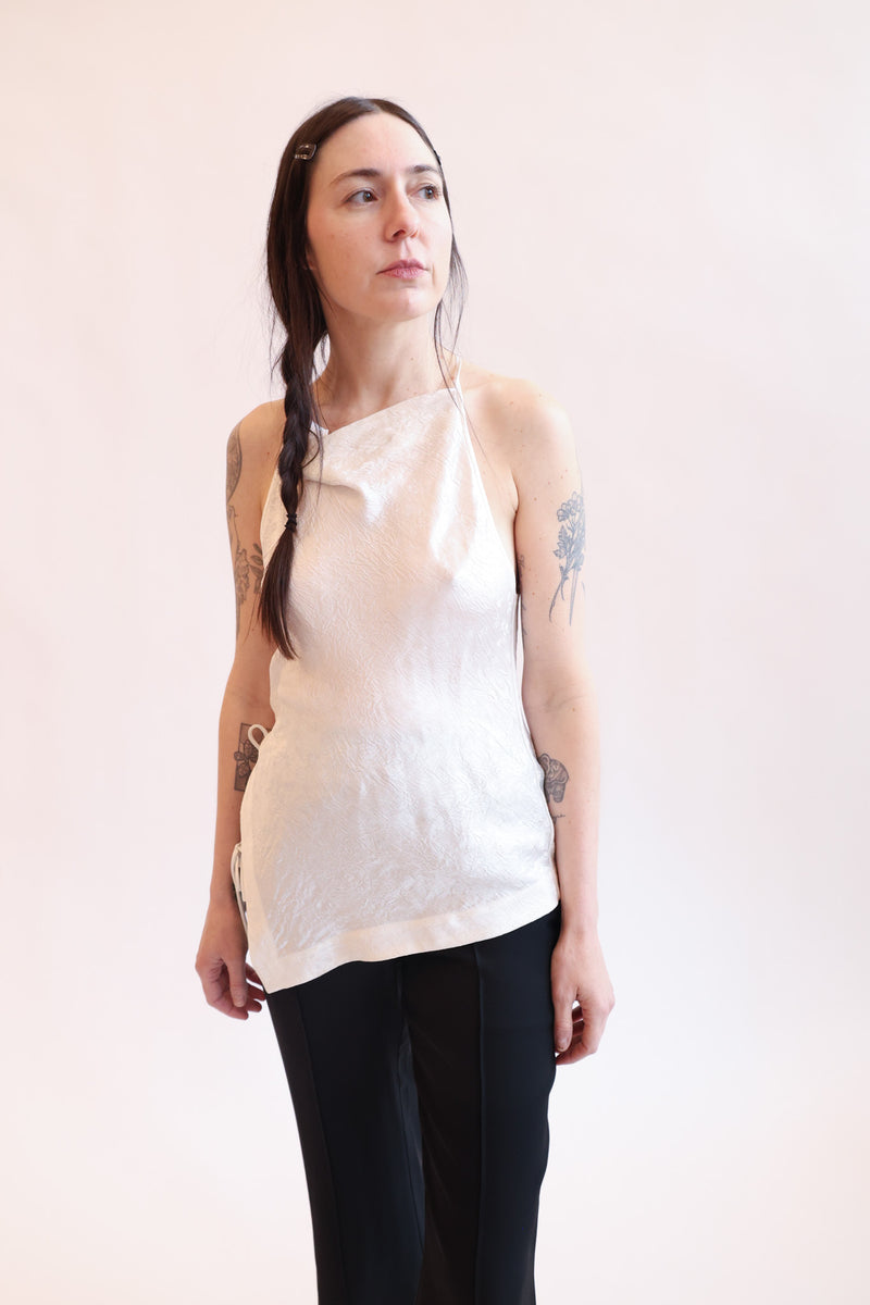 Side Tie Halter Top White – Rhoan
