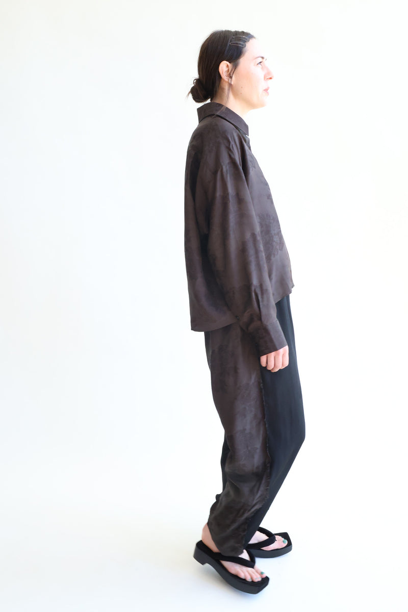Jacquard Relaxed Pants Dark Brown