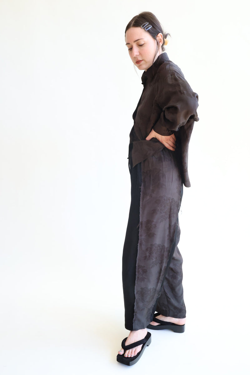 Jacquard Relaxed Pants Dark Brown