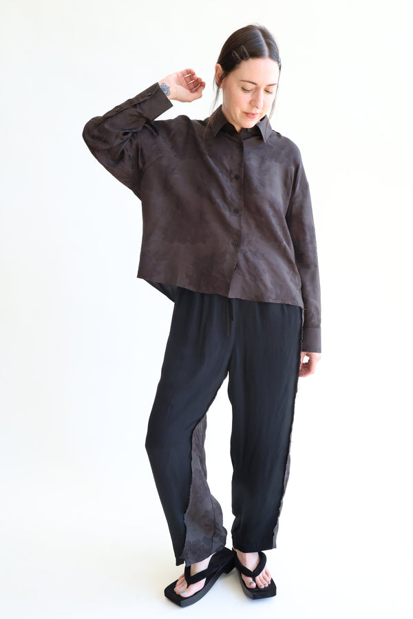 Jacquard Relaxed Pants Dark Brown