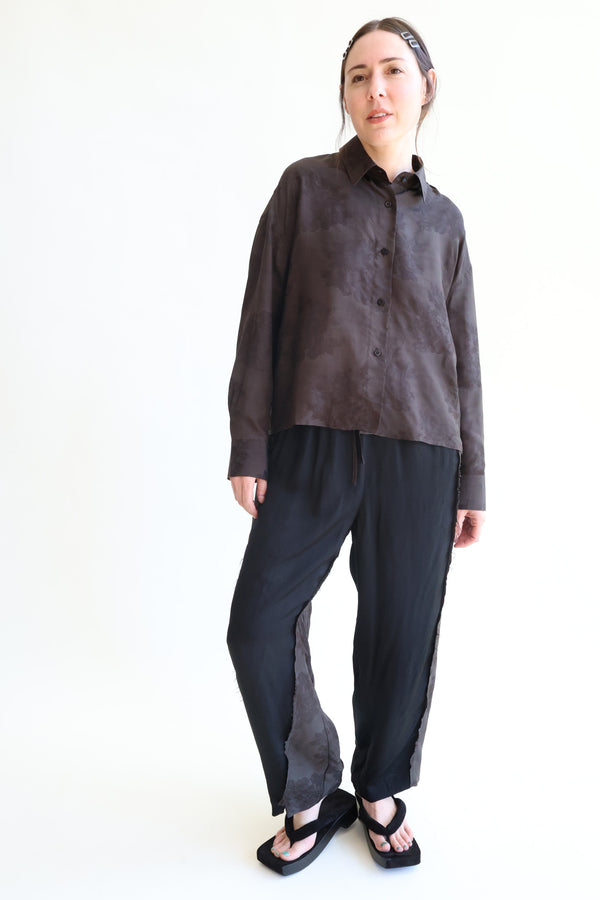 Jacquard Relaxed Pants Dark Brown