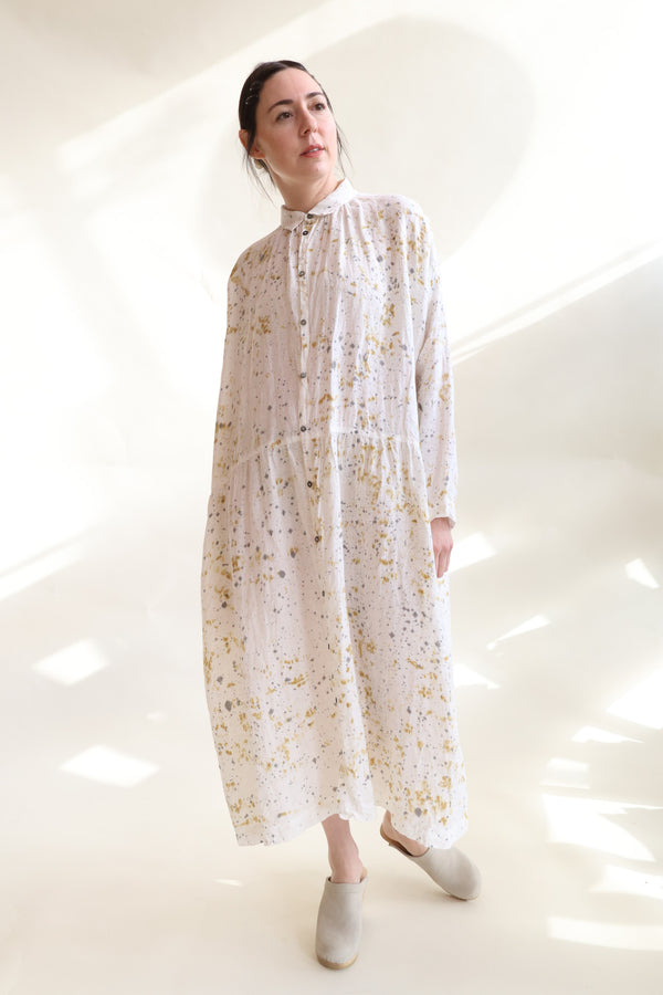 Catechu X Shibuki X Sumi Linen Hand Dye Dress Sumi Marble