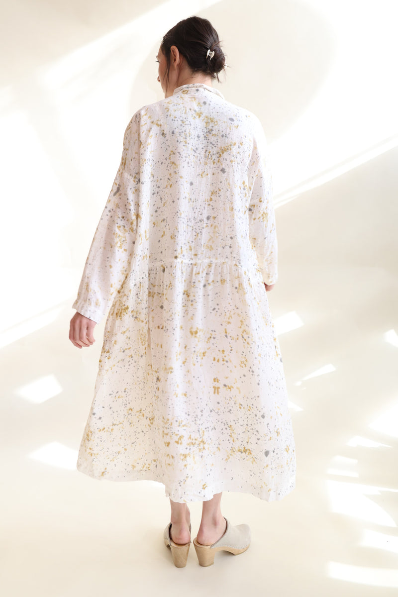 Catechu X Shibuki X Sumi Linen Hand Dye Dress Sumi Marble