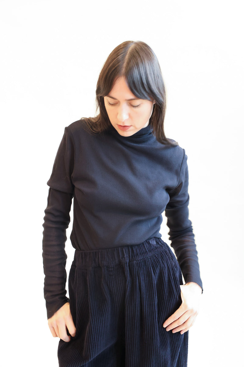 Double Mesh Turtleneck Black