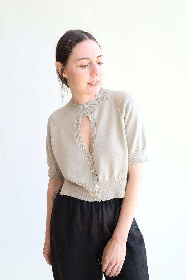 Organic Cotton Cut-Out Top Pearl Grey