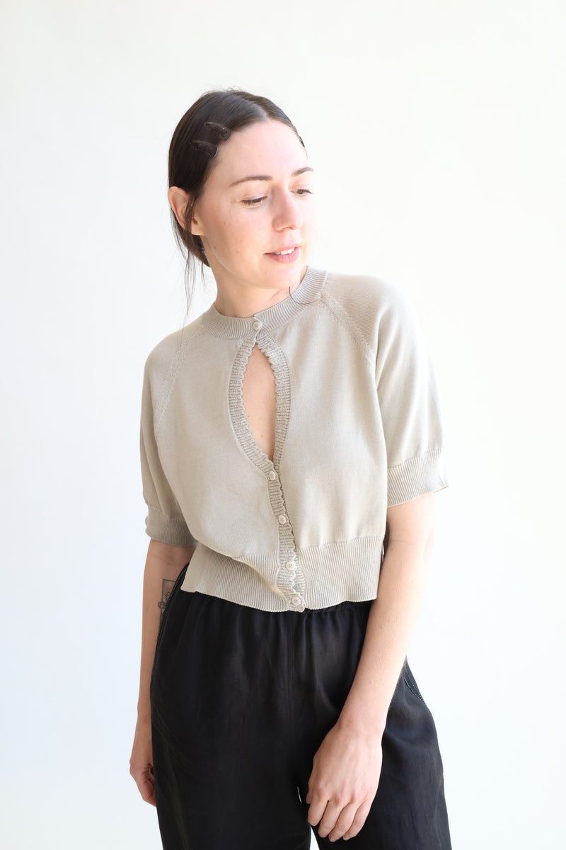 Organic Cotton Cut-Out Top Pearl Grey