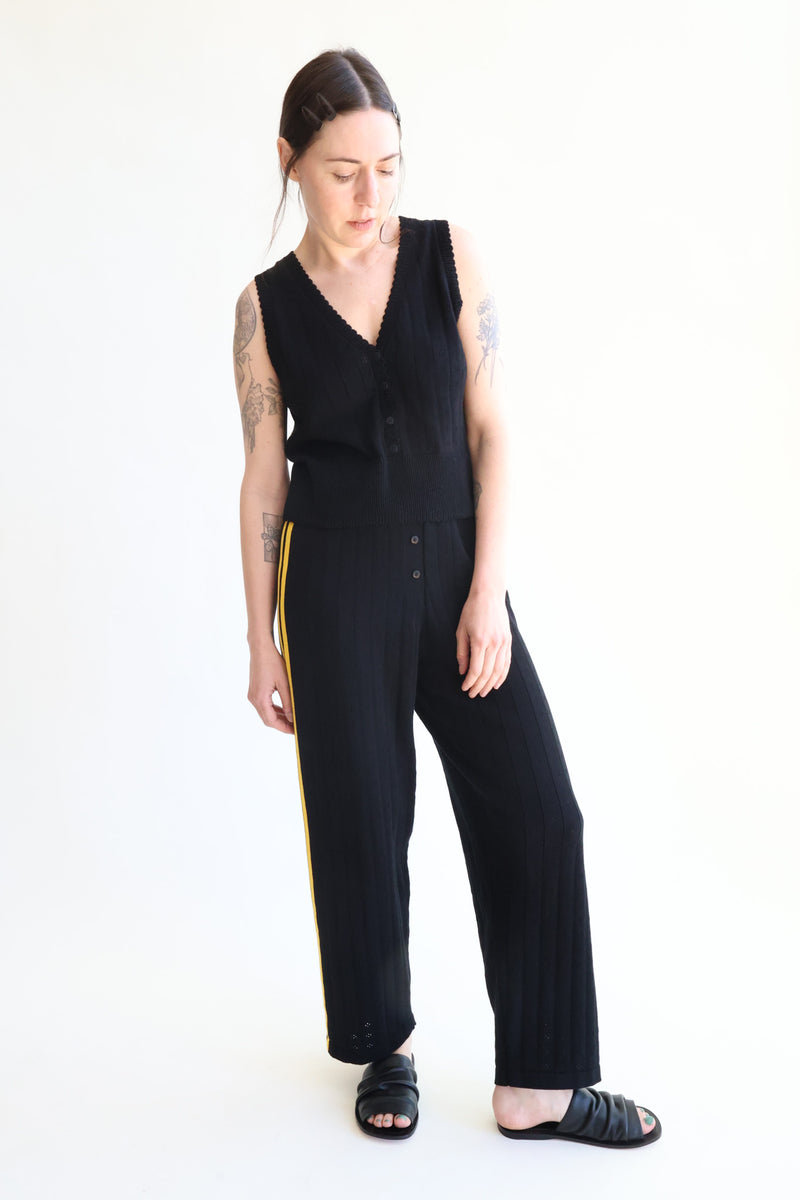 Organic Cotton Pointelle Waistcoat Black
