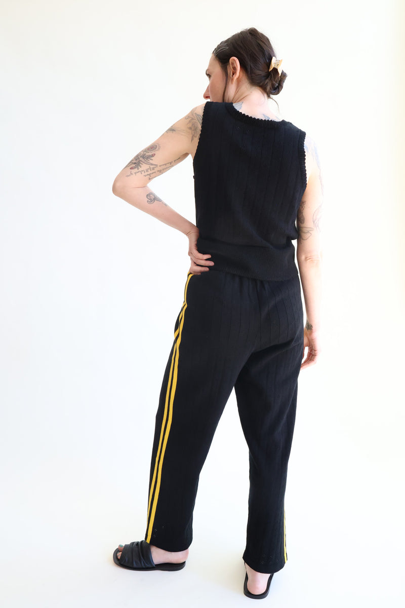 Organic Cotton Pointelle Pants Black