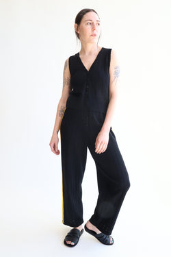 Organic Cotton Pointelle Pants Black
