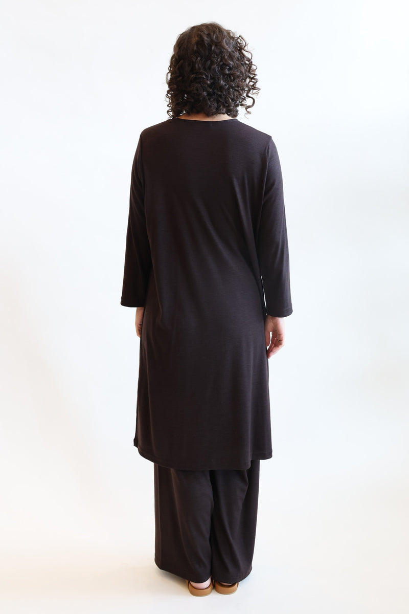 Washable Wool Basic Crew Dress Cacao