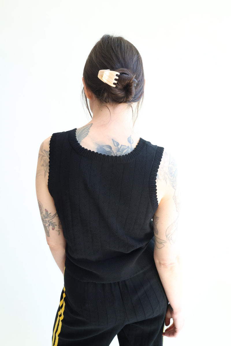Organic Cotton Pointelle Waistcoat Black