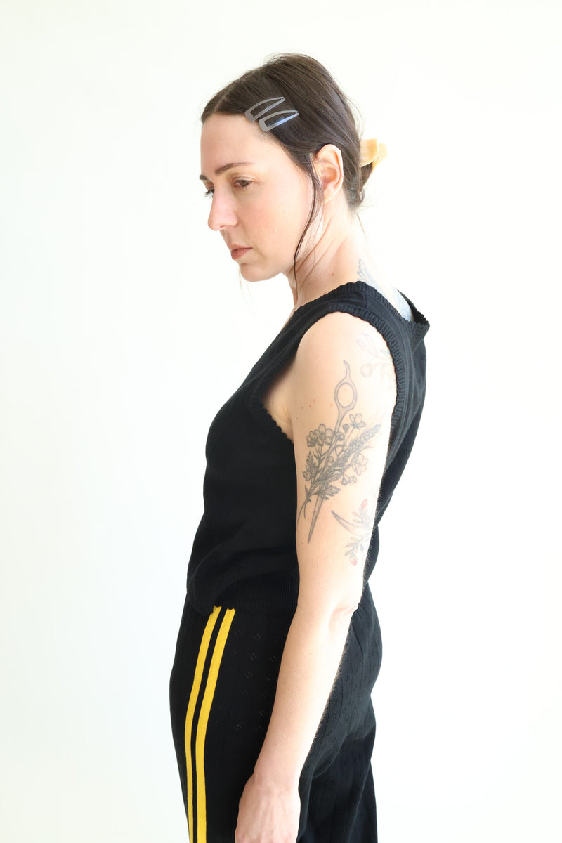 Organic Cotton Pointelle Waistcoat Black