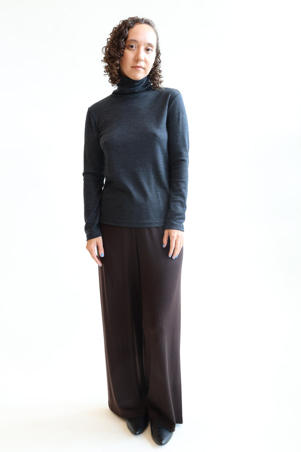 Washable Wool Straight Pants Cacao