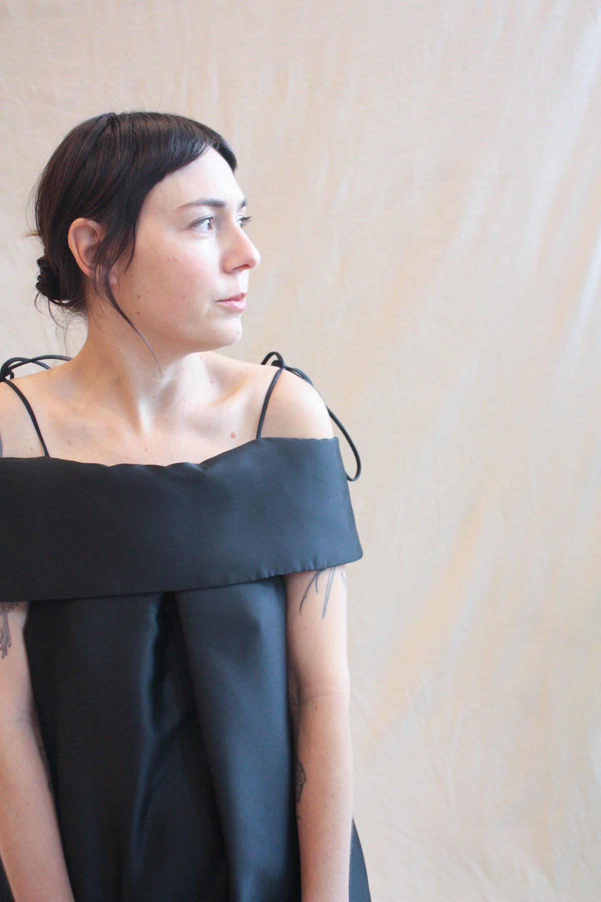 off the shoulder trapeze dress Cora Dress Black – Rhoan