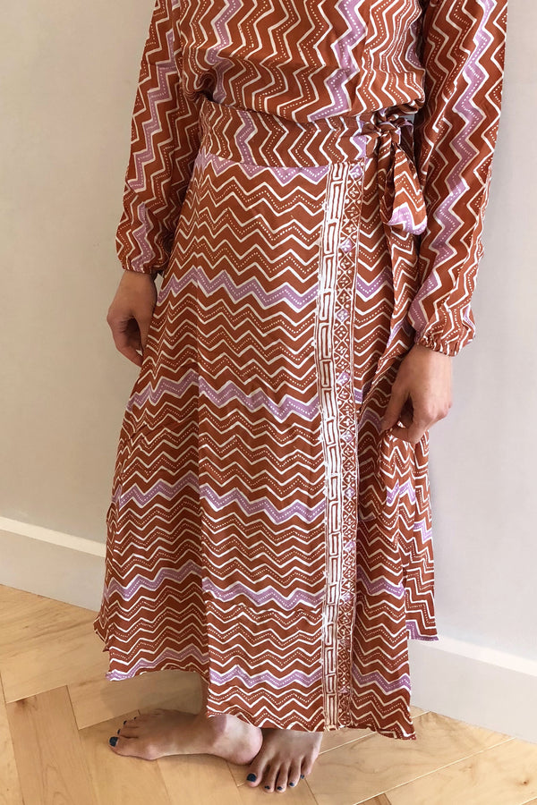 Lulu Skirt Rust Zig Zag