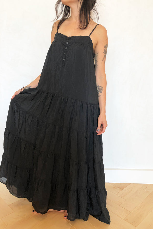 Jessa Dress Black Cotton Silk