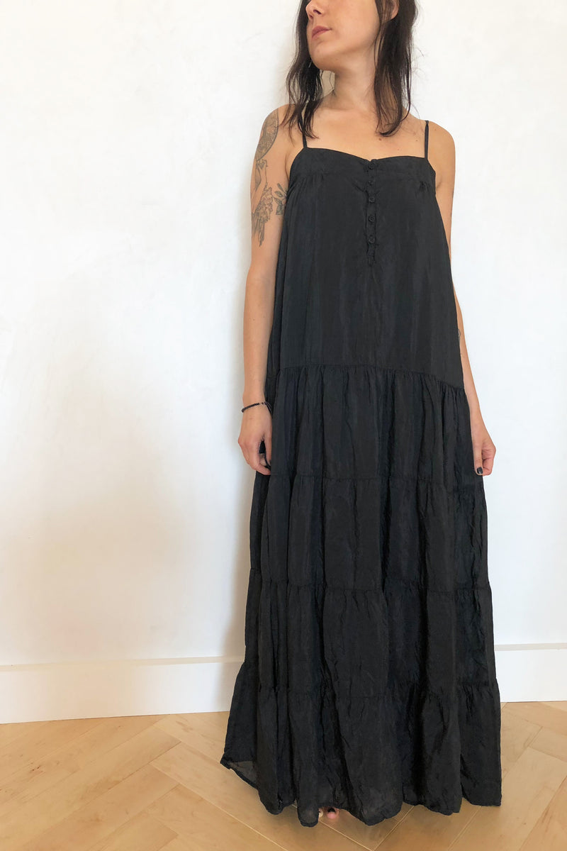 Jessa Dress Black Cotton Silk