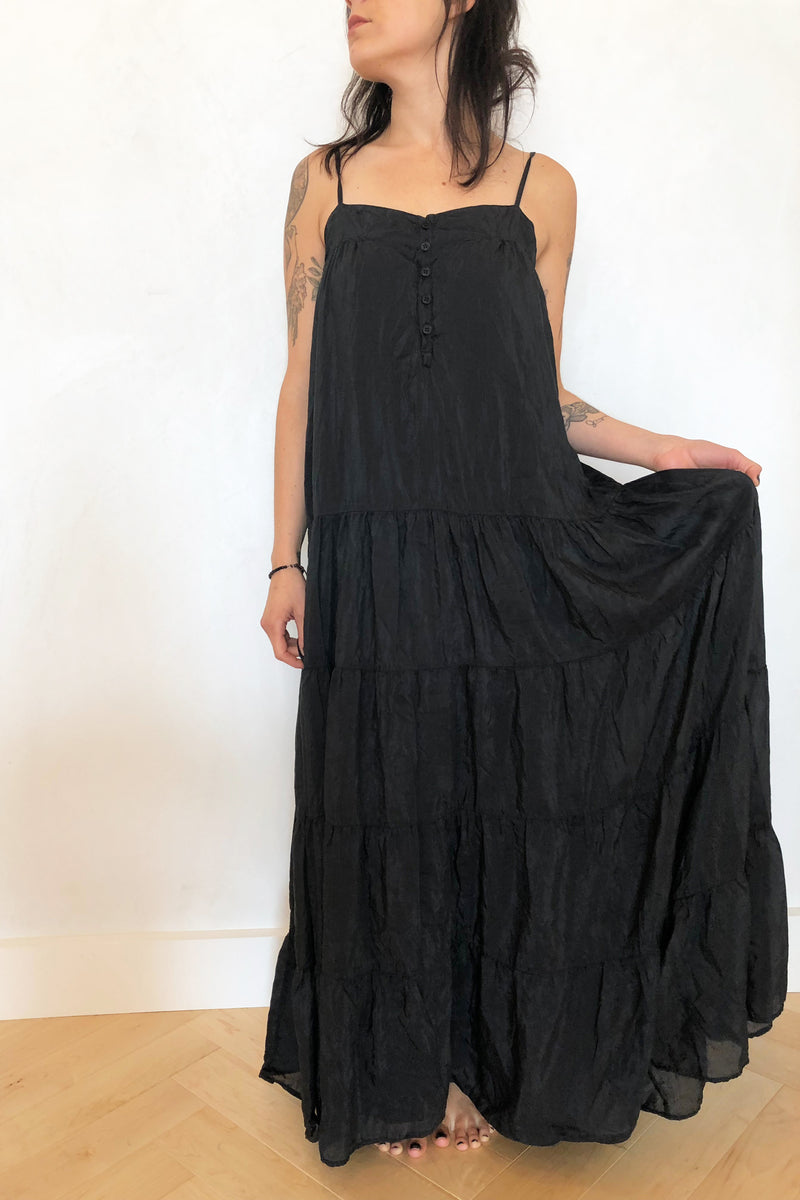 Jessa Dress Black Cotton Silk