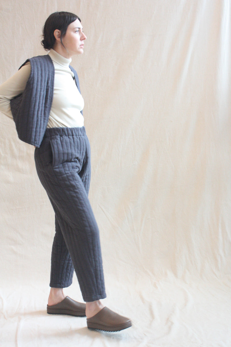 Quilted Easy Pants Dark Navy