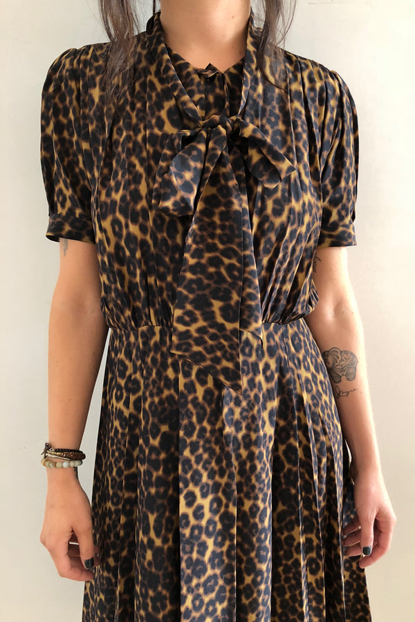 Delon Dress Leopard Silk