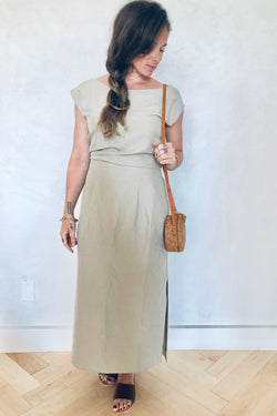 La Piedra Dress Stucco Silk Linen