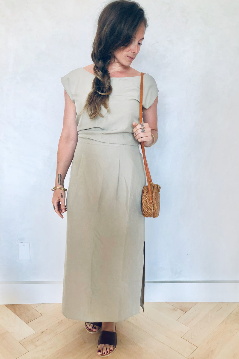 La Piedra Dress Stucco Silk Linen Rhoan La Piedra Dress Stucco Silk Linen Rhoan