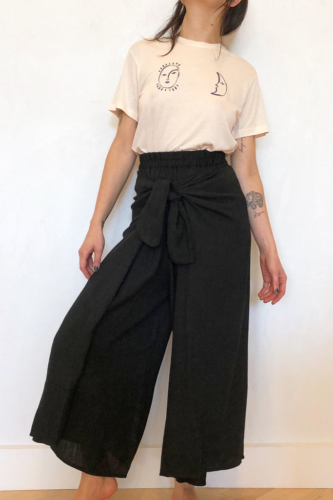 Lounger Wrap Skirt Pant Noir – Rhoan