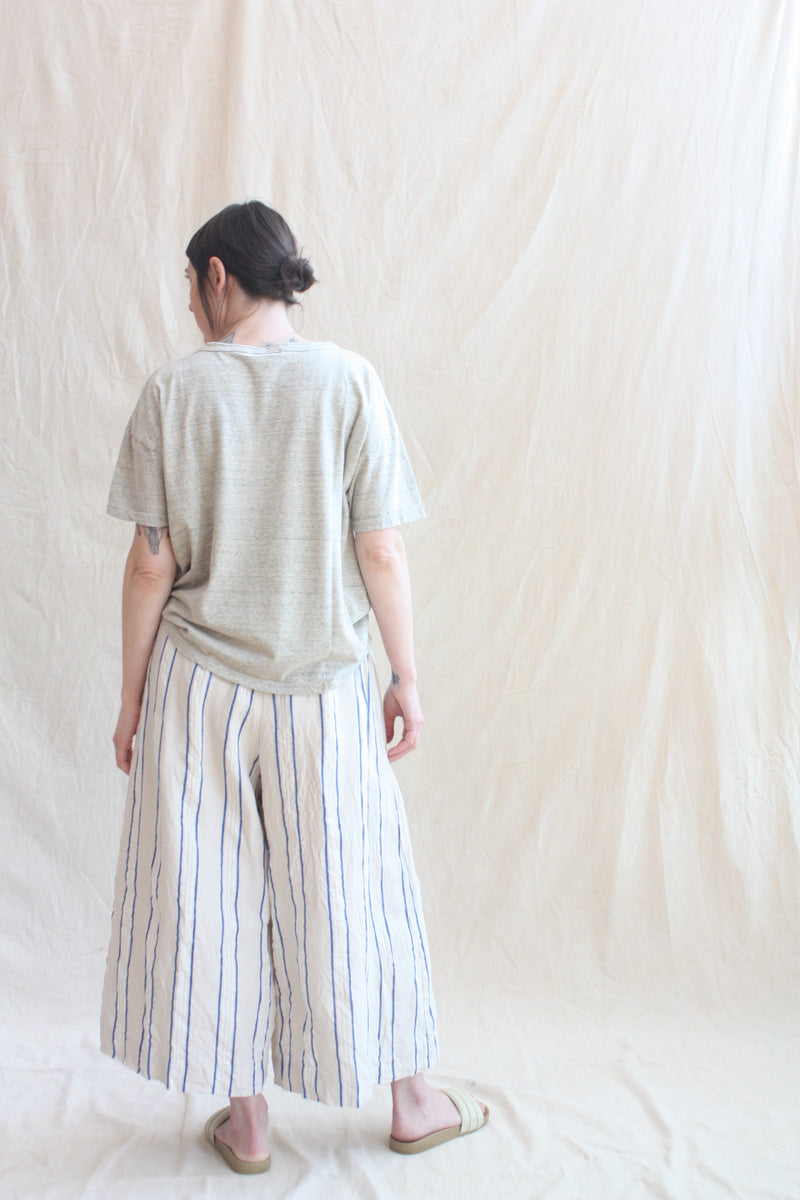 Linen Stripes Pants Natural and Blue