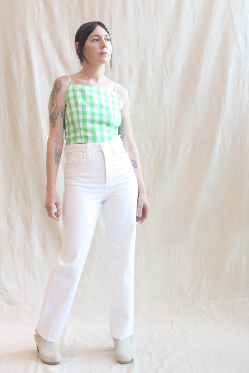 Carrie Top Green and White Gingham