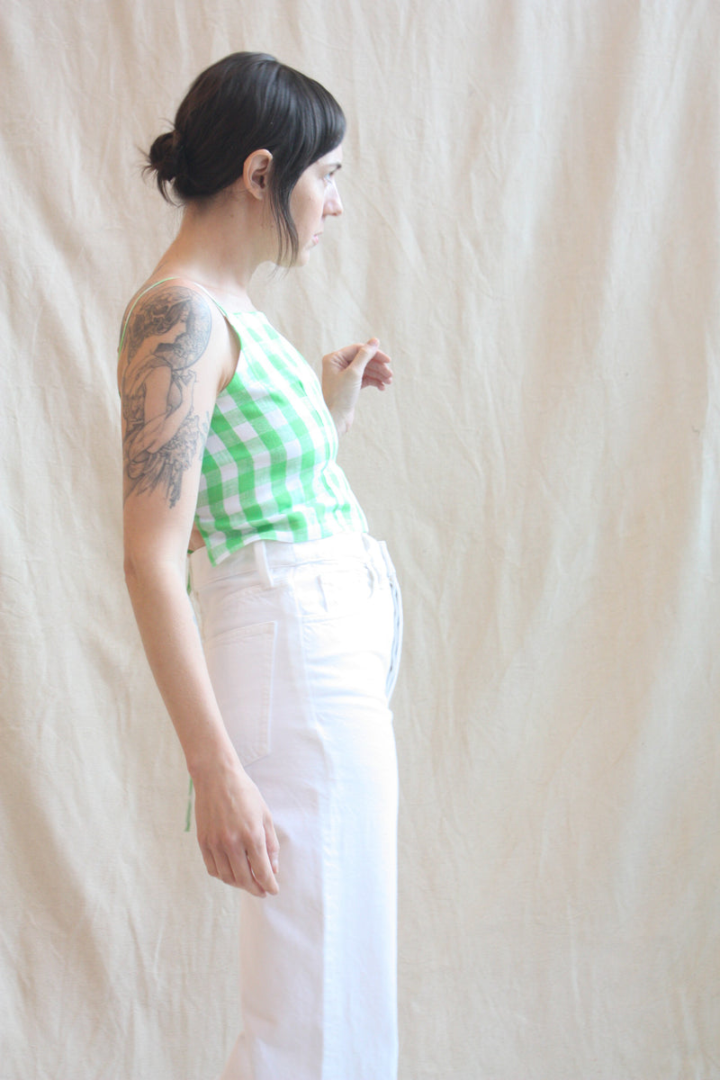 Carrie Top Green and White Gingham