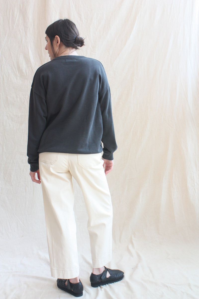 Seamed Jean Cream with Contrast Stitching