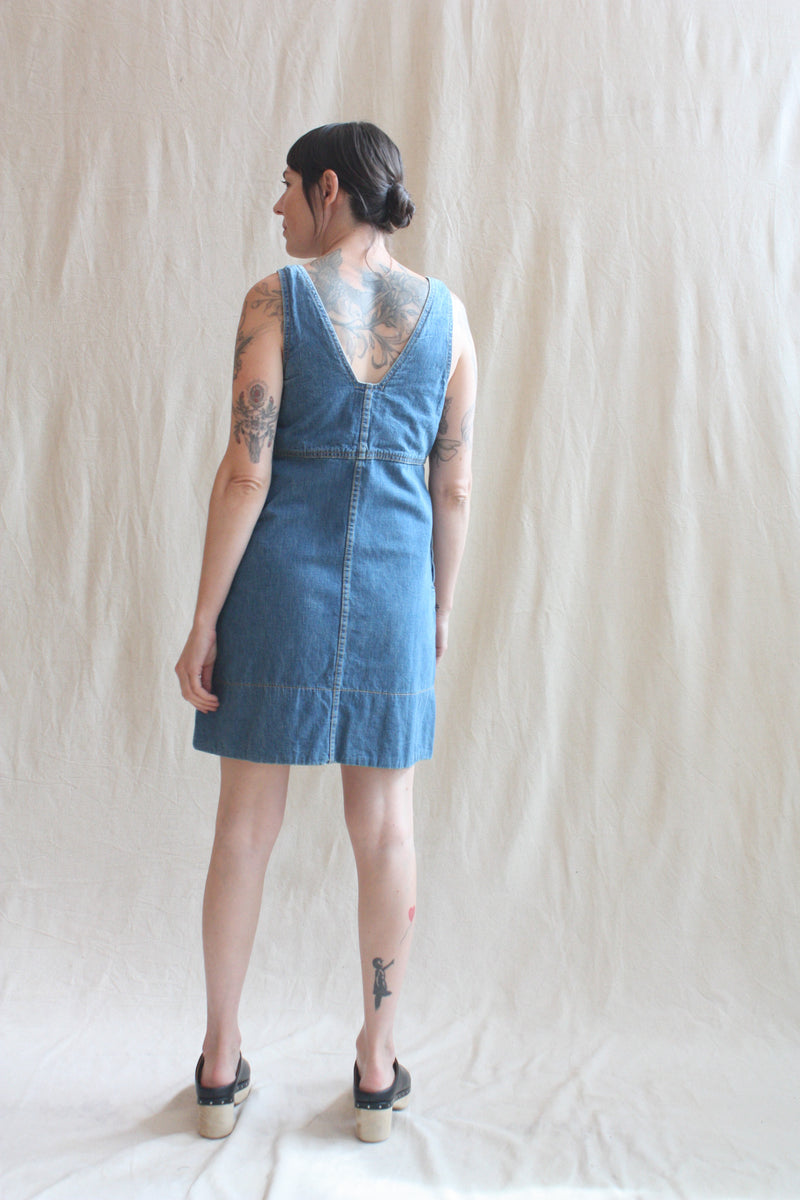 Eva Blue Denim Pinafore Dress