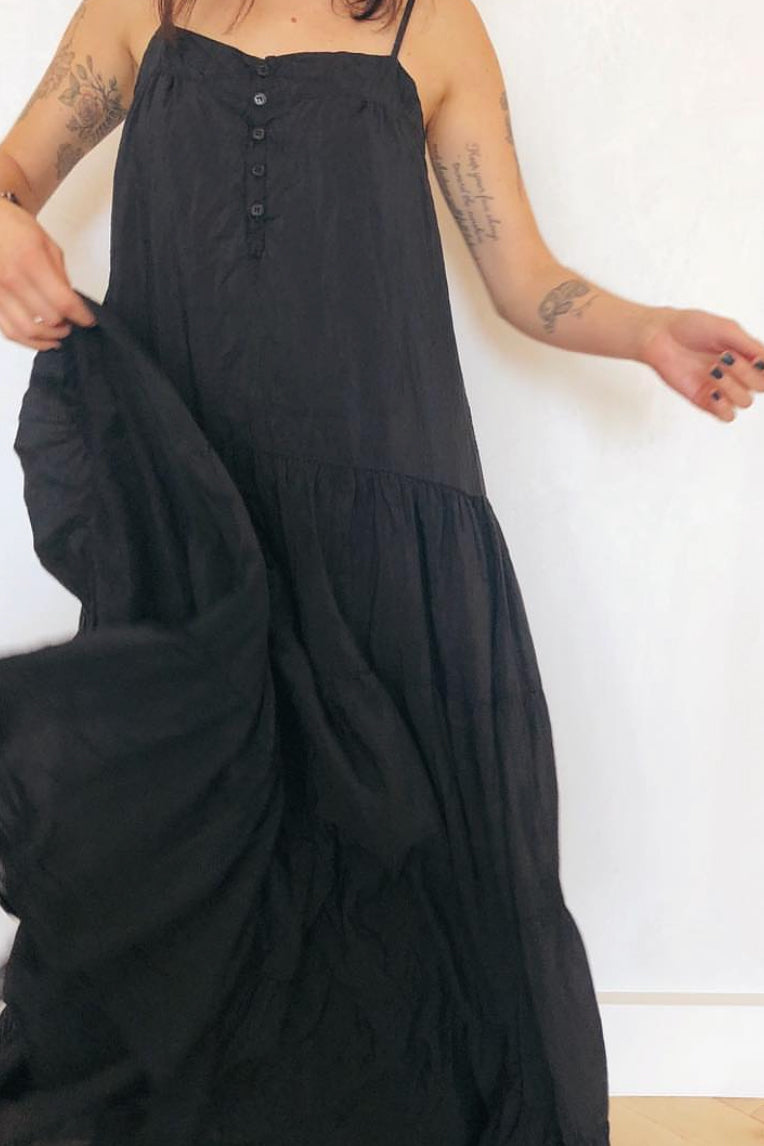 Jessa Dress Black Cotton Silk