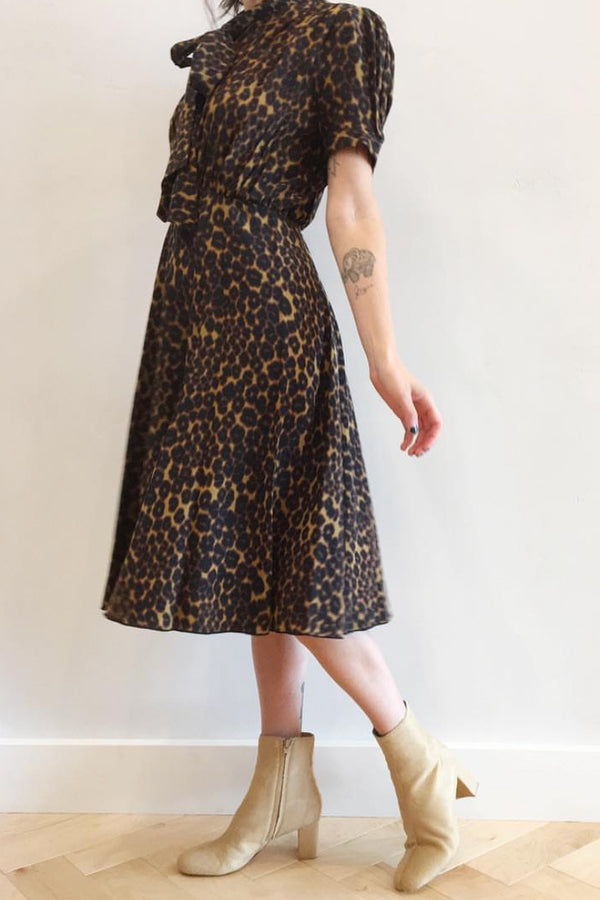 Delon Dress Leopard Silk