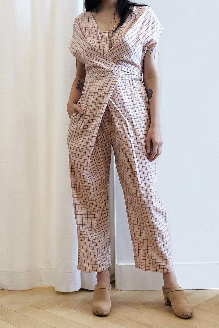 Venus Wrap Jumper Rose Checks