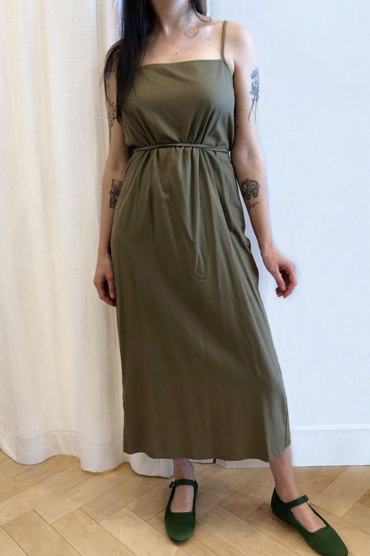 Palma Wrap Dress Olive Silk Noil Rhoan Palma Wrap Dress Olive Silk Noil Rhoan