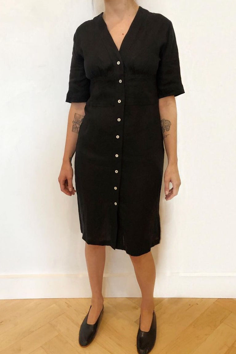 Cubano Dress Black Linen