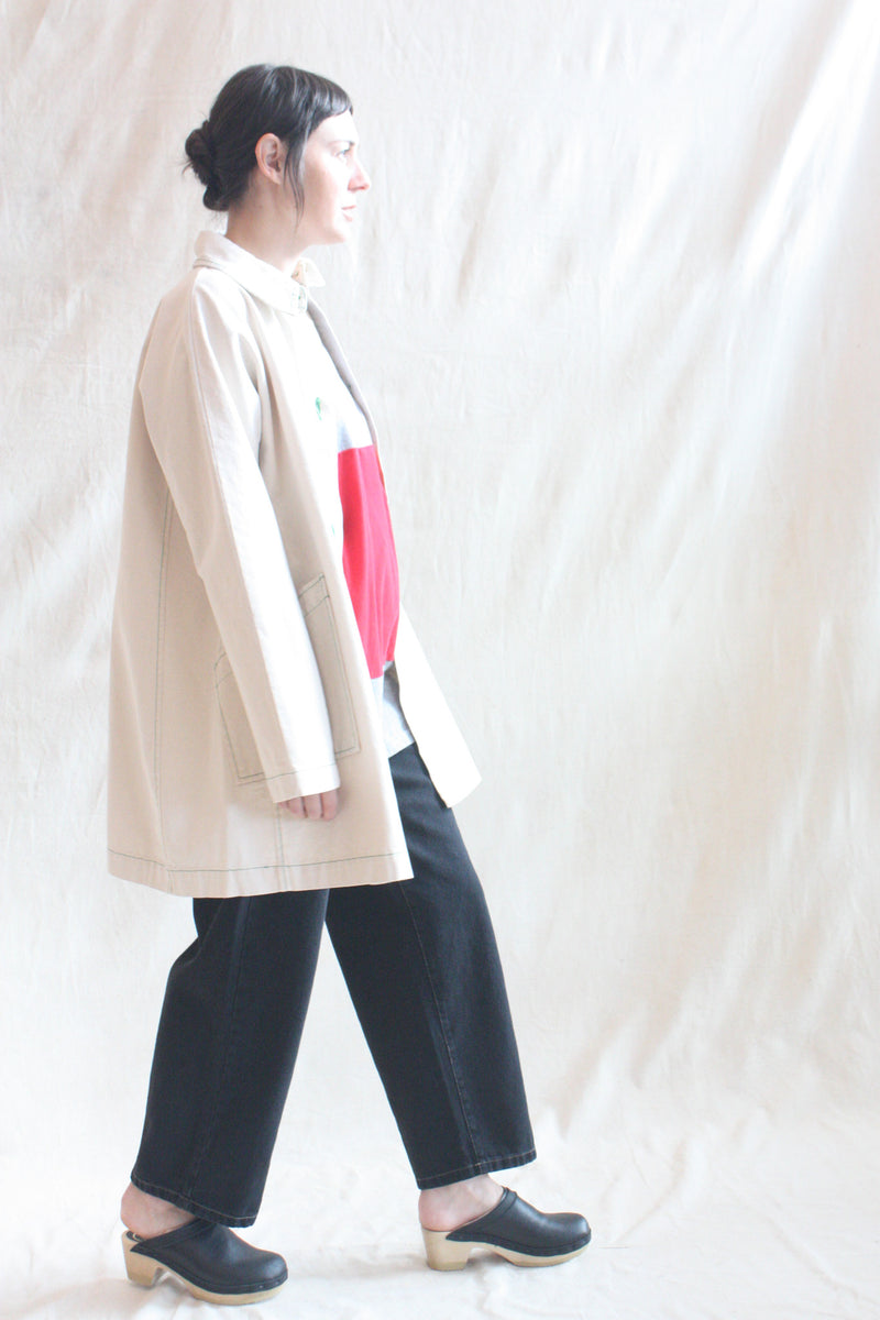 Constance Jacket Natural with Green Stitching