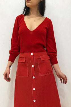 Cashmere V-Neck Sweater Red