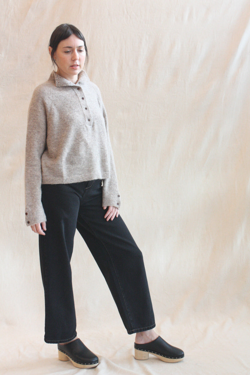 Baby Alpaca Polo Sweater Taupe