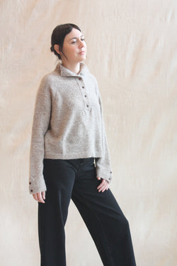 Baby Alpaca Polo Sweater Taupe