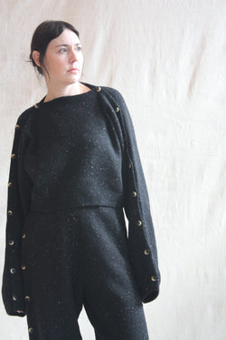 Button Sleeves Black Tweed