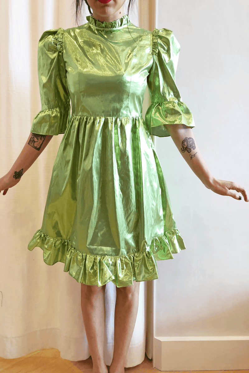 Prairie Dress Green Metallic