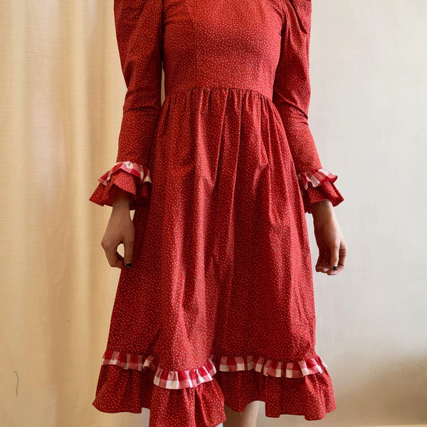 fitted lace wedding dress Prairie Dress Red Floral – Rhoan