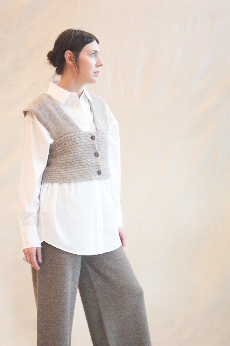 Baby Alpaca Buttoned Waistcoat Taupe