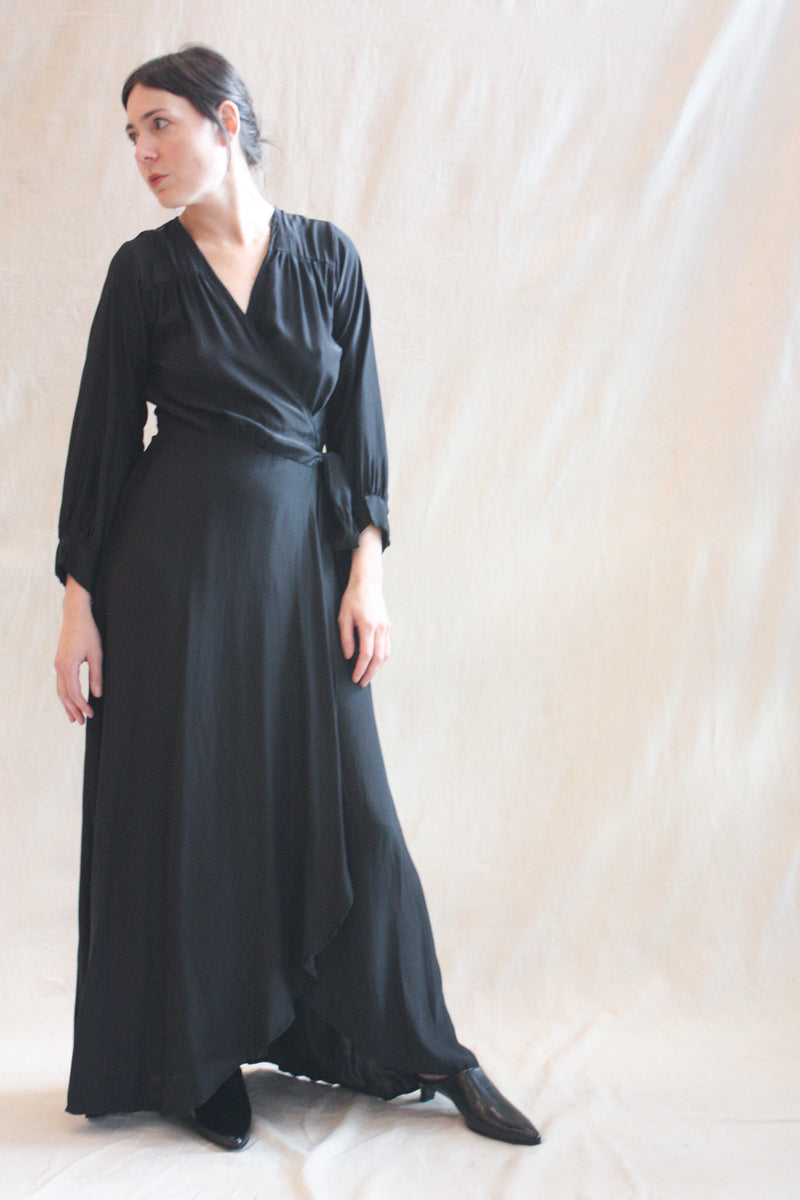 Kate Longsleeve Dress Black Silk