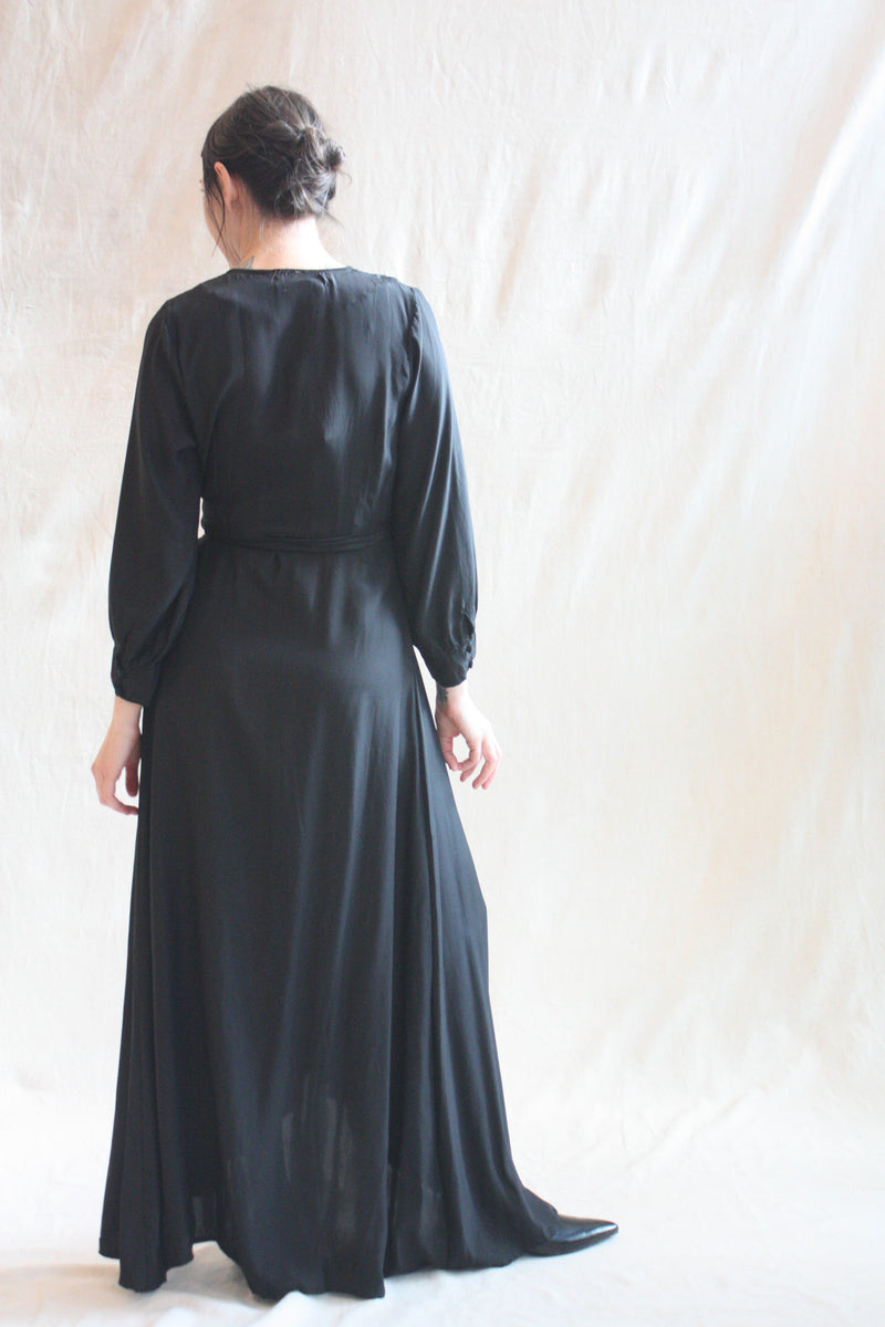 Kate Longsleeve Dress Black Silk