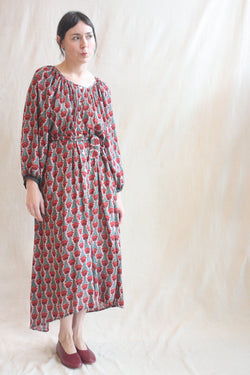 Alex Dress Tulip Print Venetian Red