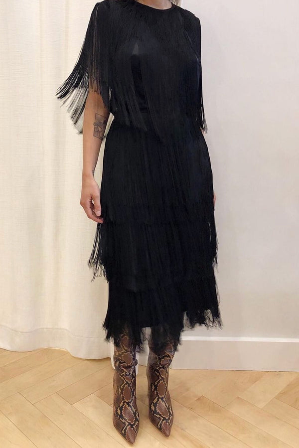 Gyre Skirt Black Fringe